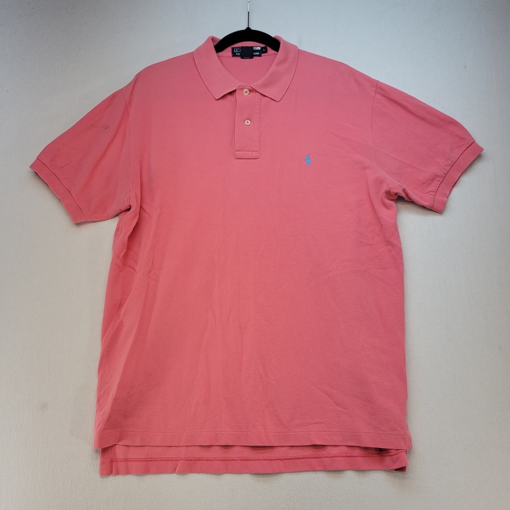 Polo Ralph Lauren Polo Shirt Mens Large Pink Classic Fit Short Sleeve Pique Pony